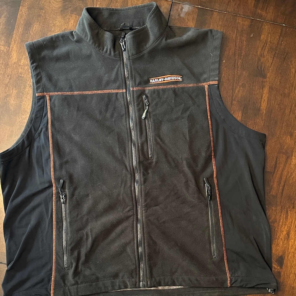 Harley-Davidson Men's Black and Orange Vest